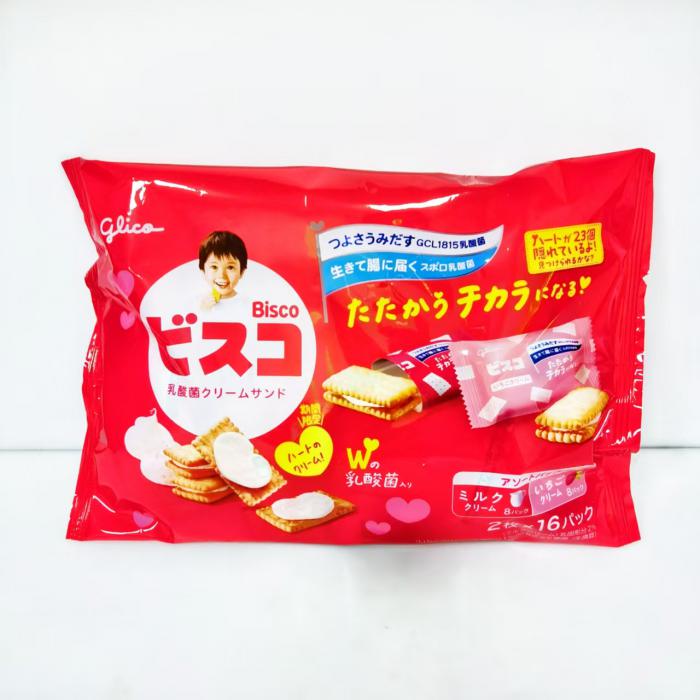 日本格力高牛奶、草莓奶油味夹心饼干（红色袋）137.6g*8包/件