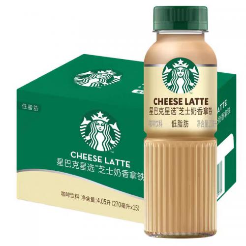 星巴克星选芝士奶香拿铁咖啡饮料270ml*15瓶/件
