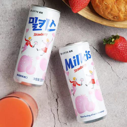 乐天妙之吻草莓味碳酸饮料250ml*30罐/件