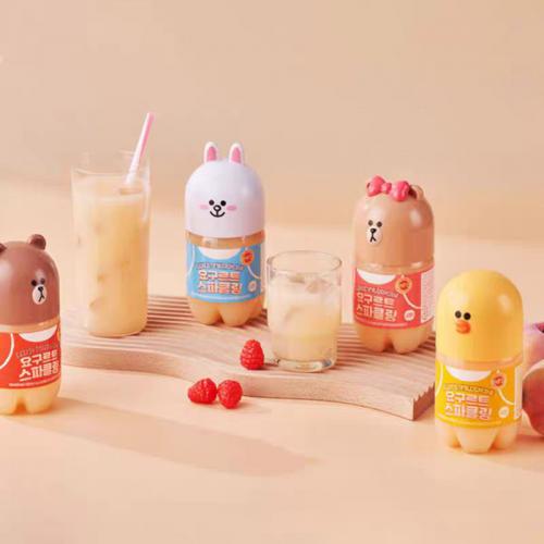 韩国LINE FRIENDS拉芙佑乳酸菌风味碳酸饮料380ml*12瓶/件