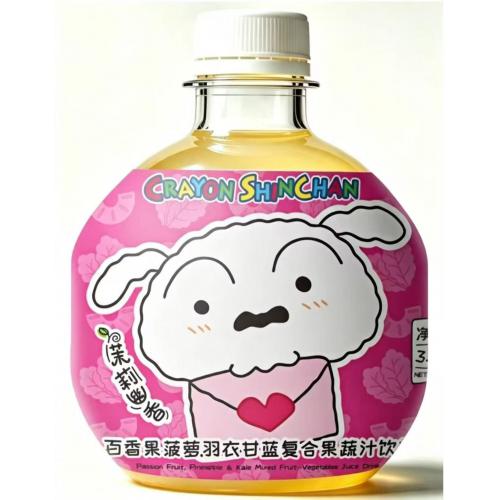 蜡笔小新百香果菠萝羽衣甘蓝复合果蔬汁饮料330ml*15瓶/件